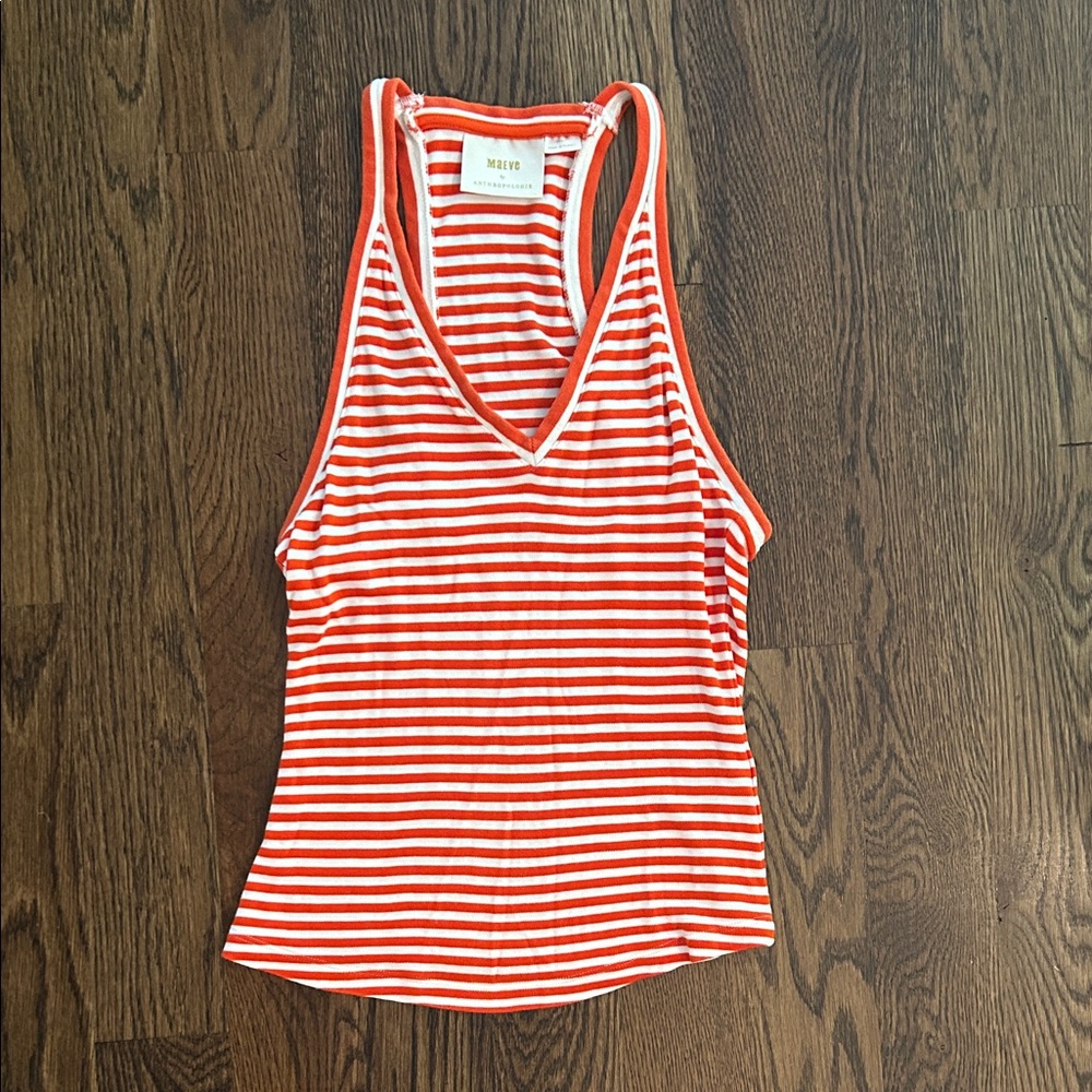 Maeve Orange/red and White Striped Tank Top